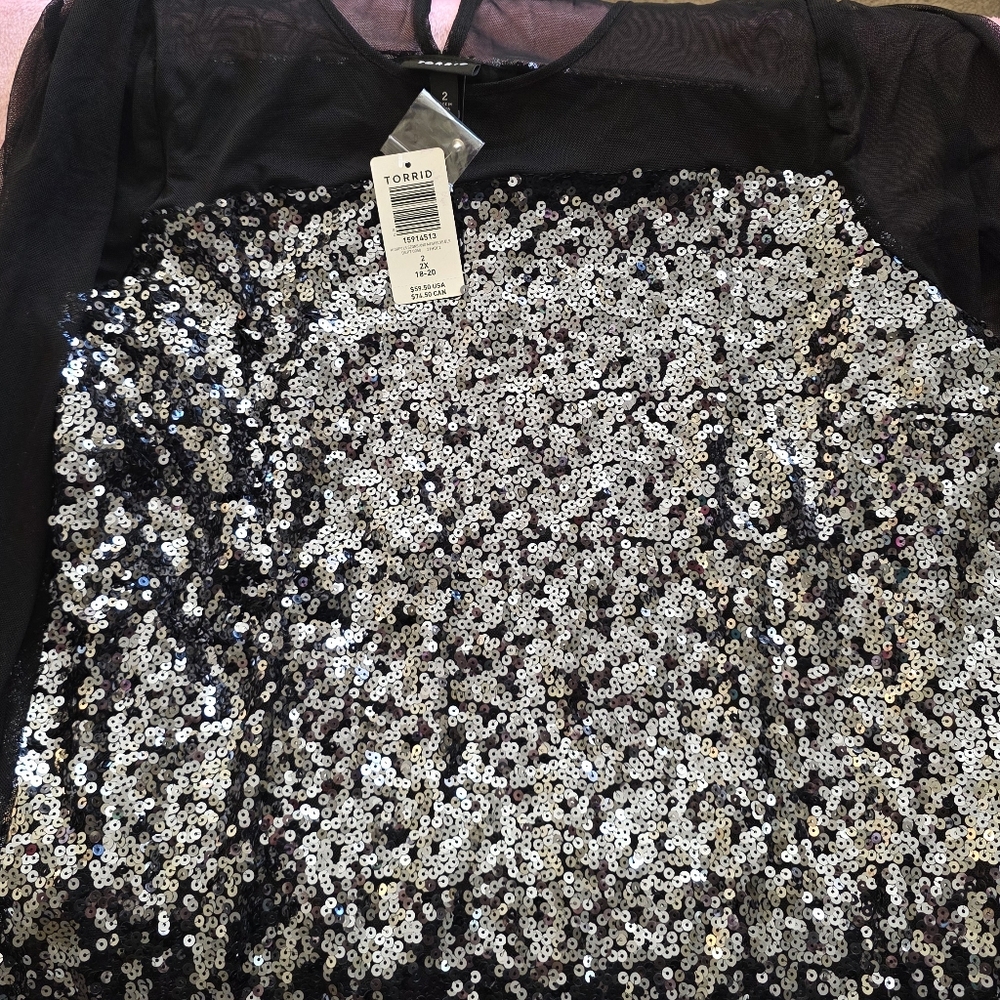 Torrid Black and Silver Sequin Top